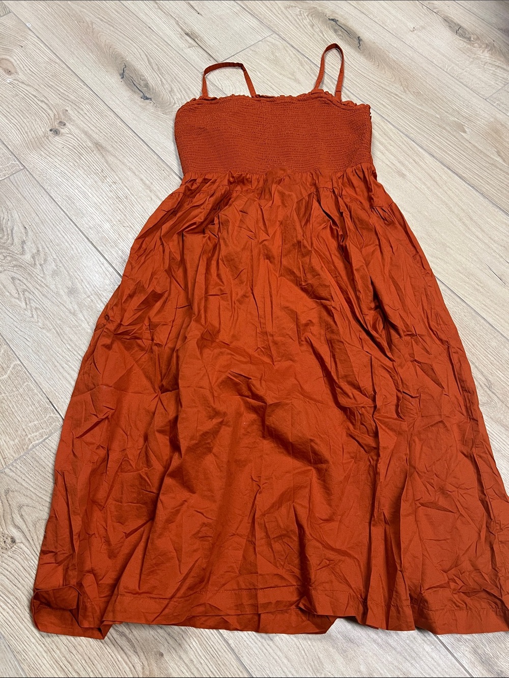 Old Navy Rust Orange Smocked Midi Dress